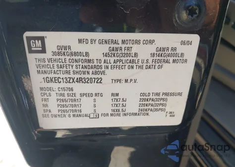 2004 GMC Yukon Slt z USA, uszkodzony, nr VIN 1GKEC13ZX4R320722